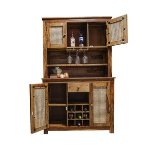 Mueble Bar de Madera de Mango, Acabado Natural, Mueble para Almacenamiento de Vino para Hogar, Bar, Cocina, Comedor, Restaurante, Cafetería, Hotel - Product Image 2