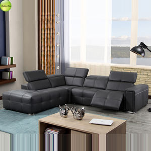 आधुनिक डिजाइन एल-आकार रिक्लियर सोफा फर्नीचर चमड़े के बिस्किट सेशनल सोफा - Product Image 4