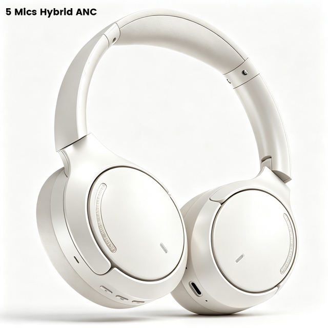 750mAh Large Battery Long Life Active Noise Cancelling Wireless Headphones J28S BT 6.0 Over-Ear Headset with AI ENC Calling Mic