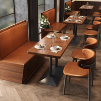 Hôtel de luxe chinois café-restaurant moderne bois commercial en cuir meubles de restaurant canapé stand table et ensemble de chaises