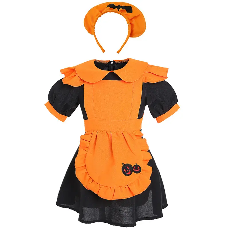 Halloween Kostuum Pompoen Cosplay Kostuum Ghost Festival Thema Party Kinderen Oranje Vleermuis Maid Voor Meisjes