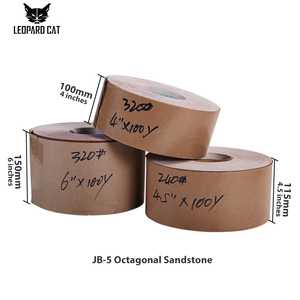 Rollo de papel de lija de tela de <span class=keywords><strong>esmeril</strong></span> de grano 40-120, dureza media, OEM personalizable, láminas abrasivas para lijado, lijadora manual, soporte para papel de lija - Product Image 6