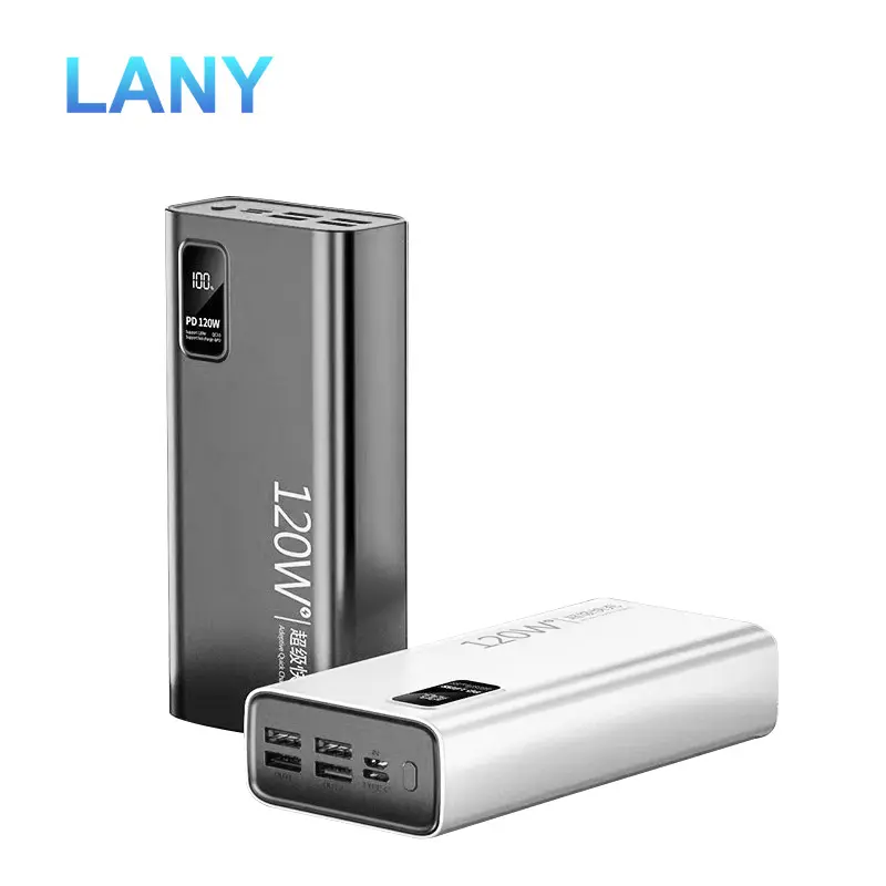 LANY Charger portabel 20000 mAh, Power Bank ponsel Dual USB, pengisian cepat kapasitas tinggi dengan tampilan Digital