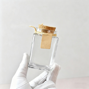 Vente en gros de 120ml Bouchon en liège écologique avec couvercle bocal en verre transparent Mini bouteille carrée d'épices en verre pour le <span class=keywords><strong>safran</strong></span> - Product Image 6