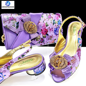 Sinya all'ingrosso arancio italiano tacco basso da donna pietre per la festa di nozze <span class=keywords><strong>scarpe</strong></span> e borse Set per le donne africane - Product Image 1