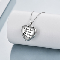 S925 Sterling Silver Rainbow Zircon Lune Chat Coeur Photo Médaillon Pendentif Collier