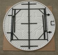Tables de fête en plastique rondes semi-pliantes d'extérieur en HDPE blanches de 4 pi x 6 pi