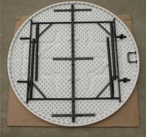 Mesas de Fiesta Redondas de Plástico HDPE Blancas para Exteriores, Semi-Plegables, de 4 y 6 Pies - Product Image 2