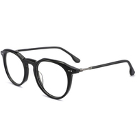Monture de lunettes tendance 2026 pour hommes, en acétate, design de créateur, meilleur rapport qualité-prix, vente en gros, monture ronde en métal noir