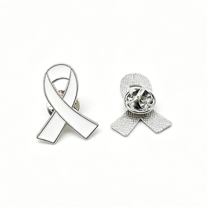 Pin de Solapa Esmaltado con Cinta Blanca, Insignia Metálica de Concienciación sobre la Violencia Contra las Mujeres para la Defensa de los Derechos Sociales - Product Image 1