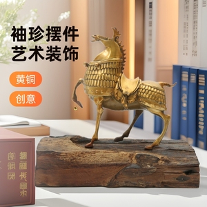 Brass General Horse Art Ornament Golden Bronze Irregular Shape For Hotel Office Home Decor Gift - Product Image 1