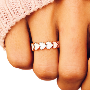 Bague en forme de cœur plaquée or rose pour femmes, bijoux mignons pour tous les jours, cadeau de saint valentin, bague en alliage à la mode, taille 6, F1575 - Product Image 1