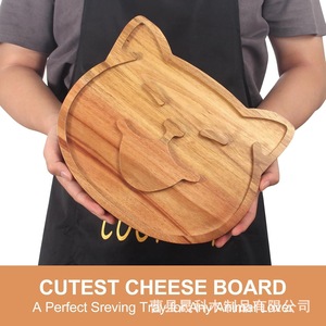 Wooden Cat <b>Tray</b> Acacia Solid Wood Serving Platter For Breakfast Tea Coffee Party <b>Snacks</b> - Product Image 3