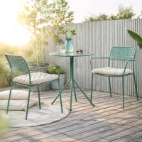 Ensemble bistrot de mobilier de balcon en acier AJUNION, table ronde de 60 cm, table et chaises compactes pour l'intérieur et l'extérieur, pour 2 personnes