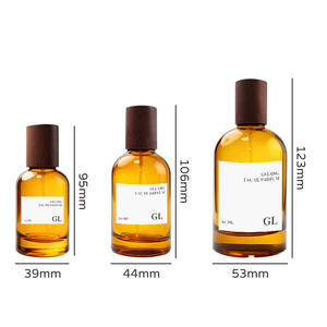 Nuovo Design Bottiglie di <span class=keywords><strong>Profumo</strong></span> Personalizzate in Vetro Ambrato da 30ML e 50ML, Flacone Rotondo con Tappo in Legno ed Etichetta - Product Image 5