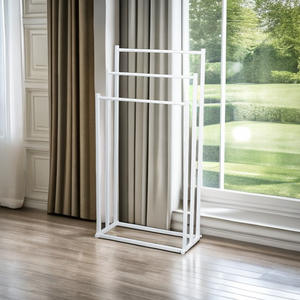 Floor Standing Modern Non-Perforated Stainless Steel Eco-Friendly Towel Rack with Hanging Rod for Bathroom <b>Storage</b> - Product Image 4