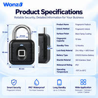 Serrure Intelligente Directe Usine, Cadenas Électronique à Empreinte Digitale IP67 Étanche, Verrou de Tiroir à Mot de Passe pour Bureau, Armoire et Meuble à Chaussures