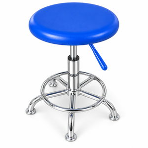 Tabouret de laboratoire réglable SCEELAB pour hôpital et atelier, <span class=keywords><strong>chaise</strong></span> de laboratoire ronde à vérin à gaz avec cadre en acier chromé, siège en PU ou en fibre de verre - Product Image 3
