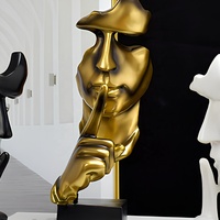 Abstrakte Harz-Statue Figurine Schweigen ist Gold Skulptur Schreibtisch-Ornament für Wohnzimmer Büro Heim-Dekoration