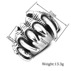 Anillo de Garra de Acero de Titanio de 21MM con Diseño Punk de Animal del Zodíaco para Joyería de Fiesta - Product Image 5