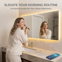 Miroir LED intelligent 12V 5A 60W avec variateur de luminosité progressif à bouton unique, haut-parleur, capteur tactile et interrupteur inductif pour lecture de musique, idéal pour l'hôtellerie