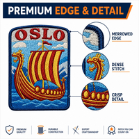 Patch brodé Viking Norvège Oslo Longship Dragon Sail 3D Haute Densité à thermocoller pour veste et sac à dos