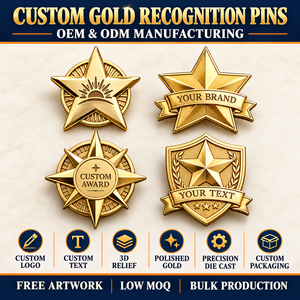 Custom Gold Star Recognition Lapel Pins 3D Die Cast Corporate Award Logo Badges OEM ODM Manufacturer - Product Image 4