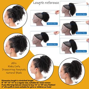 FUJIA Queues de cheval naturelles à cordon en <span class=keywords><strong>cheveux</strong></span> humains véritables pour femmes noires africaines, chignons afro <span class=keywords><strong>courts</strong></span> <span class=keywords><strong>bouclés</strong></span> crépus - Product Image 2