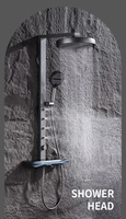 Système de douche mural classique poli à triple fonction avec tête de douche, cartouche céramique, douchette à main réglable, ensemble de robinetterie de douche noir