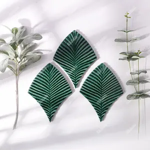 โมเดิร์น Hand Made 3d Feather Leaf Shaped Crackle เคลือบสีเขียวเซรามิค Handmade โมเสคสำหรับห้องครัวห้องน้ำผนัง Backsplash