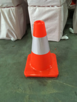 Cône de signalisation routière haute visibilité, réfléchissant, orange prismatique haute intensité, en PVC, 30 cm, avec lumière clignotante