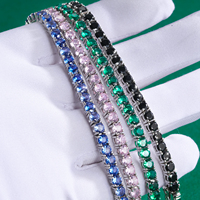 Pulsera de tenis de circonita cúbica AAAAA redonda de 4 mm, chapada en oro de 14 quilates, hipoalergénica, con circonitas cúbicas de colores, joyería de moda, regalos de cumpleaños para mujer