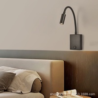 Lampe murale simple et moderne de style américain pour chambre à coucher Lampe de chevet de lecture minimaliste USB Angle réglable Source de lumière LED Aluminium