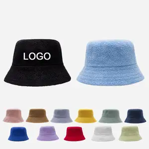 Nuovo Design all'ingrosso moda logo personalizzato spugna Towelling pescatore cappellini cappello a secchiello
