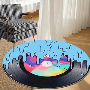 Tappeto da gioco morbido rotondo bianco con motivo a CD, antiscivolo, tappetino da bagno - Product Image 3