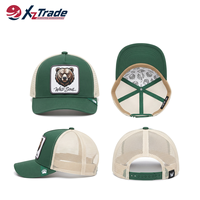Casquette de baseball en maille à 5 panneaux avec logo brodé 3D personnalisé, motif animal, casquette de camionneur en maille, panthère noire pour écusson loup
