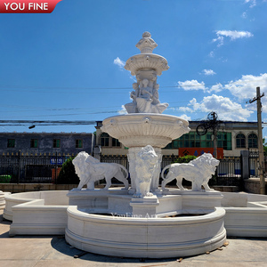 Natural Stone Outdoor Water Garden Marble Lion Fountain for Sale