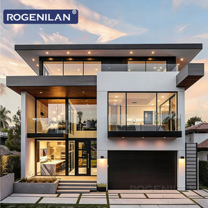ROGENILAN, diseño moderno, puertas y <span class=keywords><strong>ventanas</strong></span> estrechas personalizadas, marco de doble vidrio, rotura térmica, inclinación y giro de aluminio negro - Product Image 1