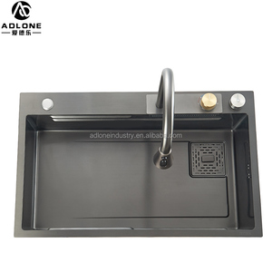 Haute qualité luxe fait à la main 304 en acier inoxydable cascade robinet nouveau argent multifonction simple bol évier de cuisine sous-montage - Product Image 6