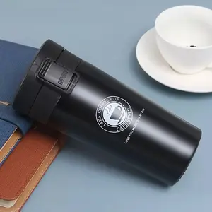 Caneca de café com tampa de alça para viagem, garrafa de água de aço inoxidável de parede dupla a vácuo 2024 400ml