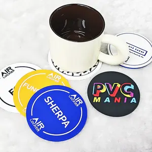 Promotion de gros Porte-gobelet de voiture en PVC souple rond personnalisé Sous-verre à thé Style classique pour le café et personnalisable