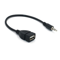 OTG-Übertragung Adapterkabel für Auto Männlich Audio AUX Jack zu USB 2.0 Typ A Weiblich 3,5 mm PVC Silber Polybag Kombination Lager 20 cm