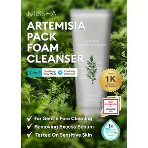 Missha Artemisia Pack Foam Cleanser 150ml Nettoyant moussant pour le visage à l'artémisia, nettoyage en profondeur pour tous types de peaux - Product Image 2