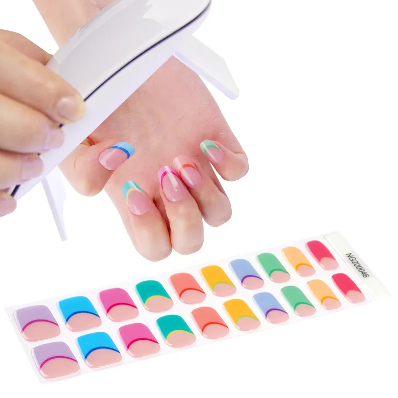 2024 Uv Gel Franse Stijl Nail Beauty Product Groothandel Nieuwe Uv Gel Nail Stickers Semi-Uitgeharde Gel Nail Wraps