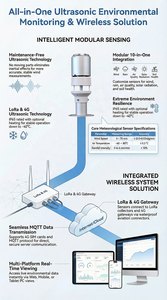 Stasiun Cuaca Mini Ultrasonik Berbiaya Rendah untuk Pengukuran Kecepatan dan Arah Angin, Suhu Udara, Kelembaban, Curah Hujan, Sensor Cuaca Pintar untuk Luar Ruangan - Product Image 2