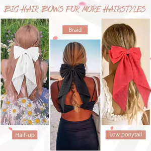 กิ๊บติดผมรูปโบว์ขนาดใหญ่ผ้าชีฟองลายจุดสำหรับฤดูใบไม้ผลิฤดูร้อนสไตล์เกาหลีกิ๊ฟติด<span class=keywords><strong>ผม</strong></span>โบว์ติดผมหาง<span class=keywords><strong>ยาว</strong></span><span class=keywords><strong>น่า</strong></span><span class=keywords><strong>รัก</strong></span>น่ารักสำหรับเด็กผู้หญิง - Product Image 3