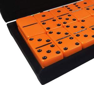 Juego de azulejos de doble melamina para porche, Set de dominó de color sólido con manchas blancas, 28 unidades, color verde - Product Image 4