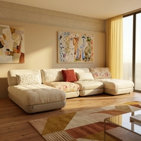 VONLIVA Ensemble de canapés modulaires de luxe convertible avec rangement, design moderne, rembourré, doté de fonctions de rafraîchissement, pour villa, atelier, parc