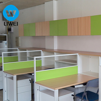 Poste de travail commercial modulaire en panneaux de mélamine bois, réglable, pliable, écologique, design cubicle, pour 2 à 6 bureaux