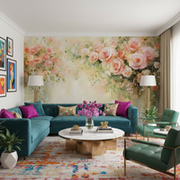 Papier peint mural floral rose imperméable et écologique, facile à installer soi-même, pour la décoration murale de la maison et de la chambre.